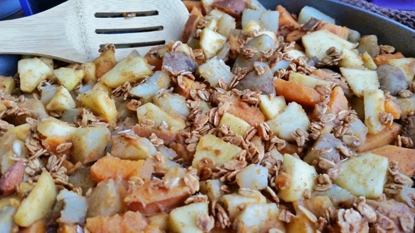 Apple potato hash with Lovegrown Foods granola topping; Enticing Healthy Eating
